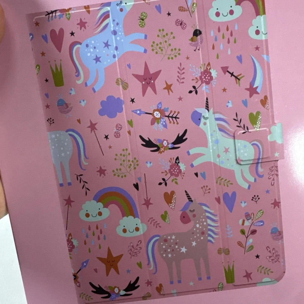 Kids Universal Tablet Case Unicorn Rainbow Pink Fits 7–11